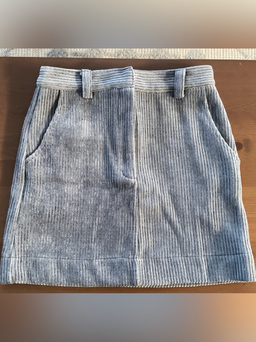 Women's Greyish-Blue Corduroy Mini Skirt